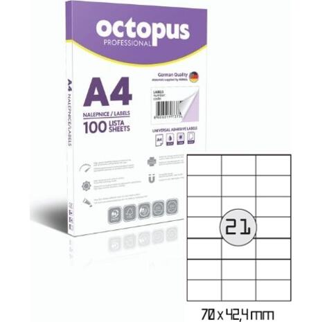 Ετικέτες αυτοκόλλητες OCTOPUS no 0207 70x42.3mm  (Λευκό)